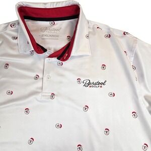 Barstool Golf‎ Mens 2XL White Santa Hat Golf Ball Polo Shirt Christmas Holiday